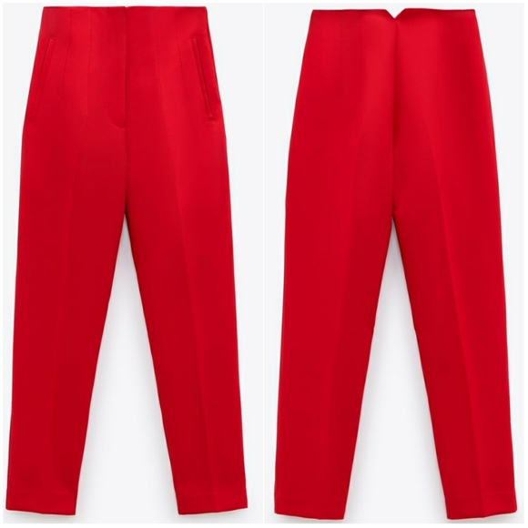Zara Pants & Jumpsuits Zara Bloggers Fave Highwaisted Pants Red